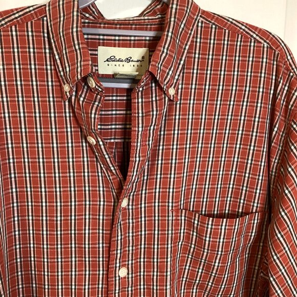 Eddie Bauer Vintage Men's Red Plaid Short Sleeves Button Down Shirt Size S/P - Picture 2 of 6